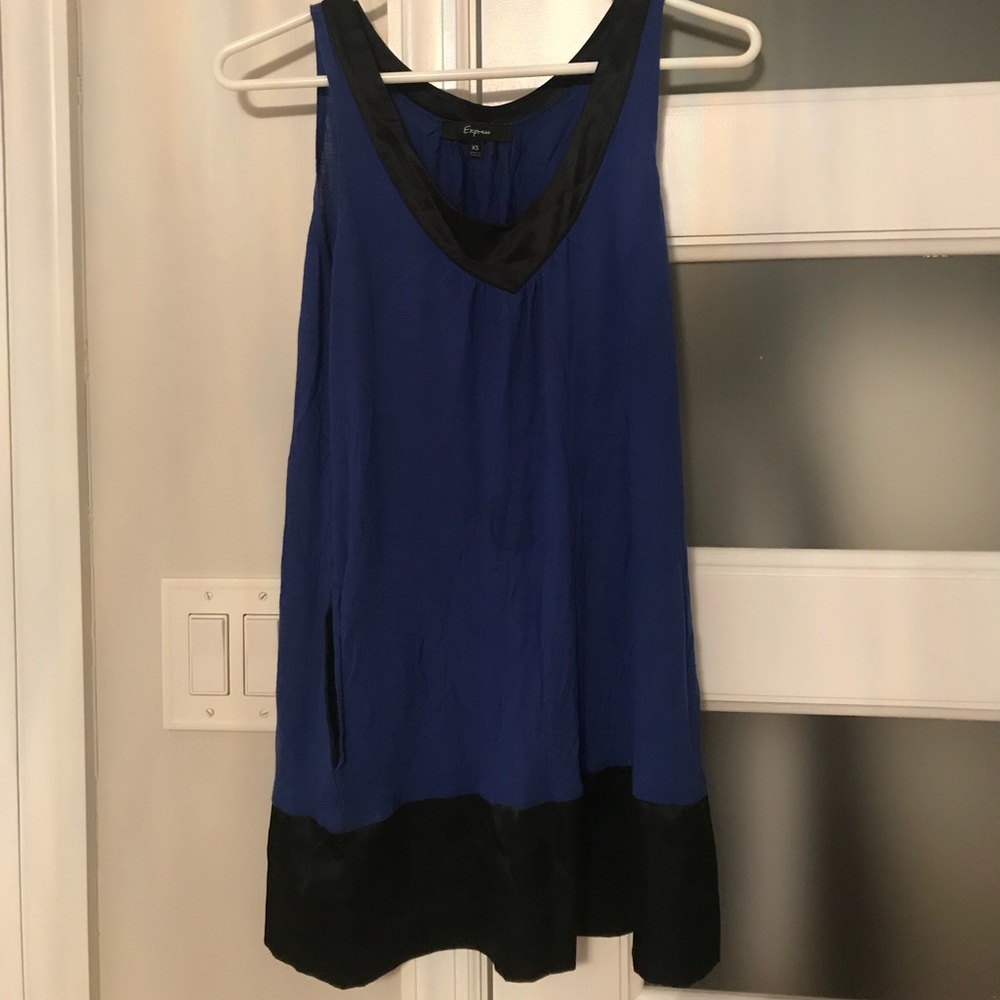 royal blue and faux leather dress